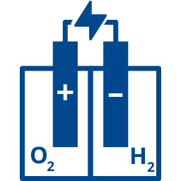 화학 아이콘 수소 H2 전기 분해 파란색 anigif