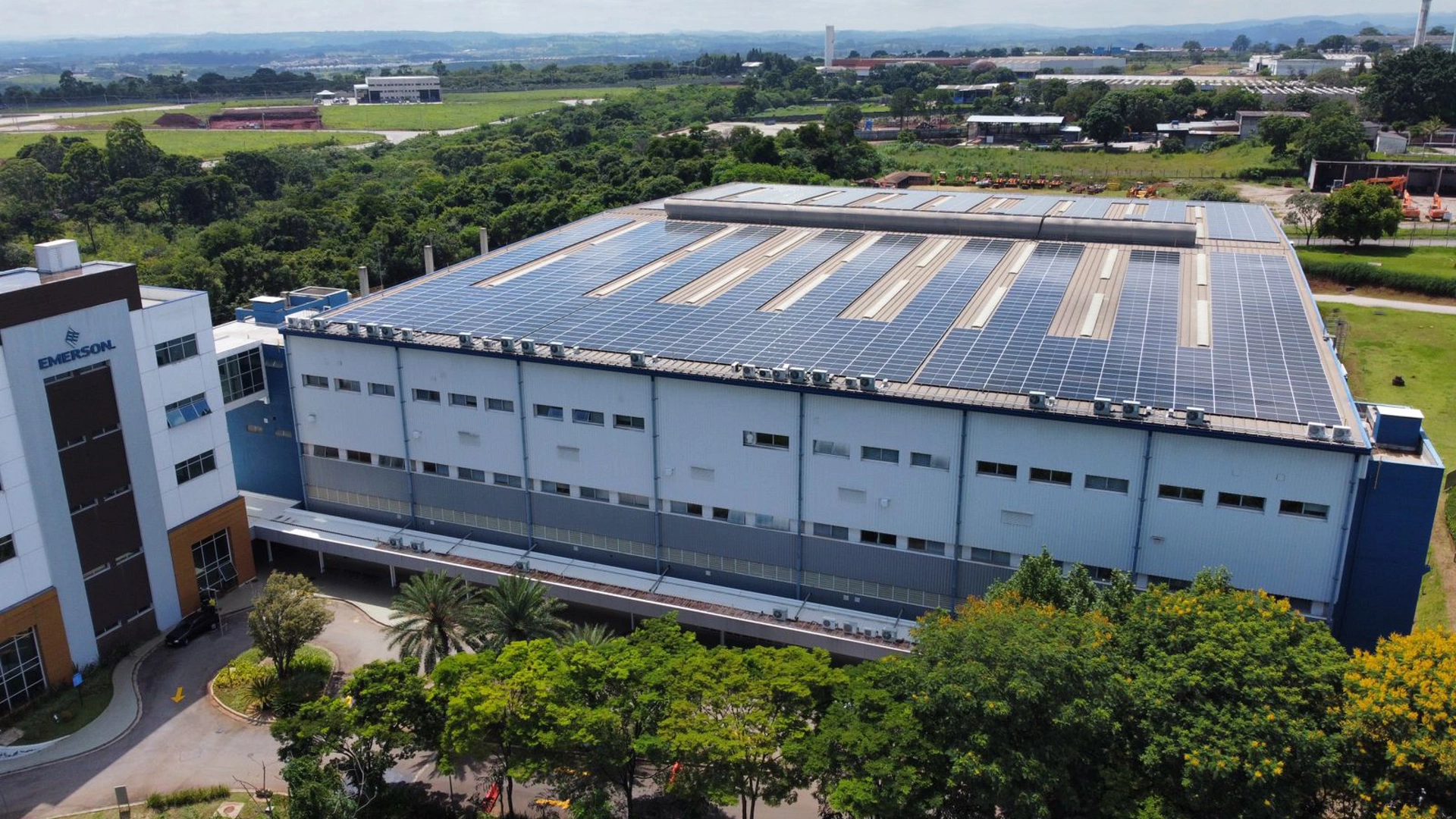 Sorocaba facility in Brazil showing solar panels on roof