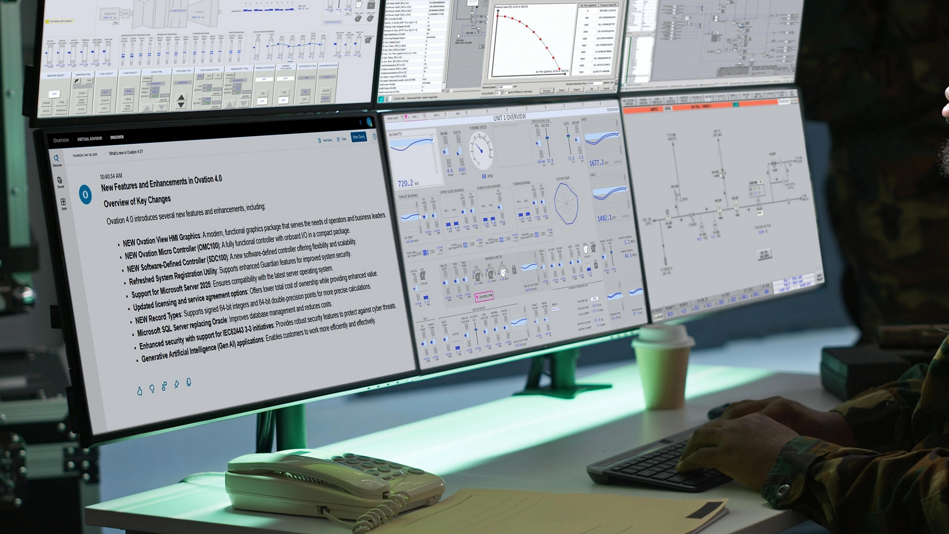 Air force officer performing tactical level surveillance in command room using mockup screen. Military specialist using radar on chroma key gear to look at assault zones, camera A