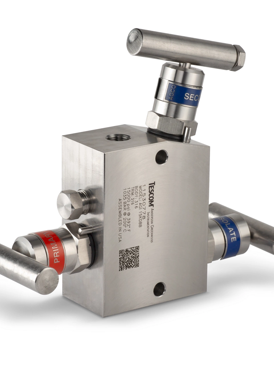 15,000-psi double block bleed and hand valves offer redundant protection and superior sealing technology