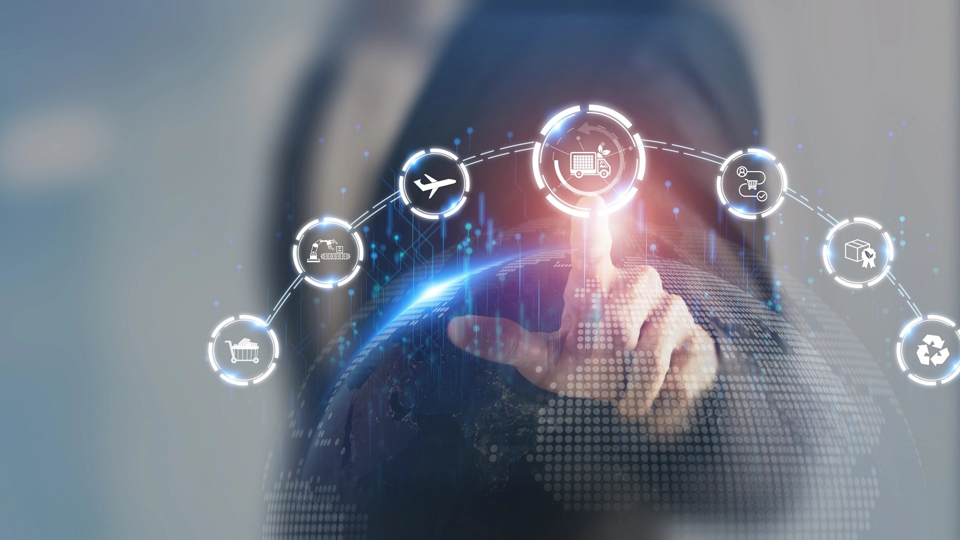 Green and sustainable supply chain technology concept. Integration of environmentally friendly practices into the supply chain process, from sourcing raw materials to delivering products to customer. ; Shutterstock ID 2463489941; purchase_order: Enterprise MARCOM; job: Shutterstock Images for Industry Growth Programs; client: Various; other: Requested by Manuel Arroyo