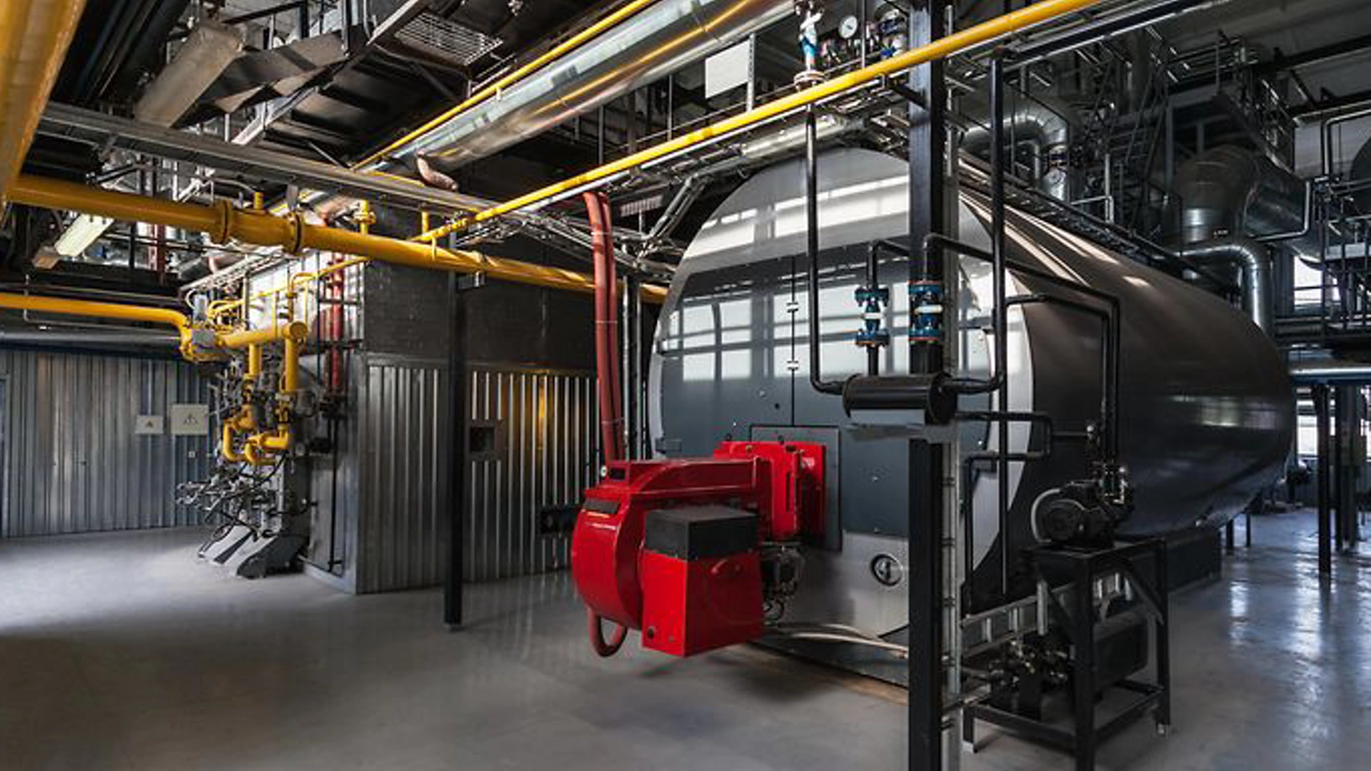 Industrial Boiler System with Red Burner