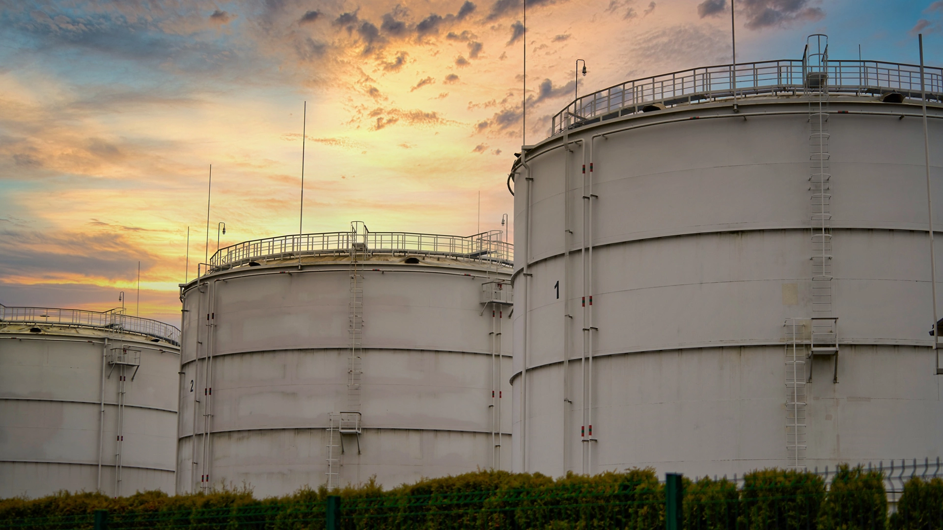 Big industrial oil tanks in a refinery base. industrial plant