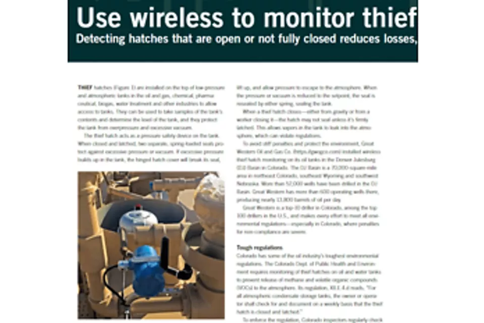 무선으로 탱크 도둑 해치 모니터링 규제 벌금을 피하기 위해
