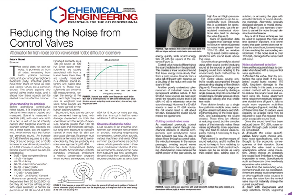 제어 밸브의 소음 감소