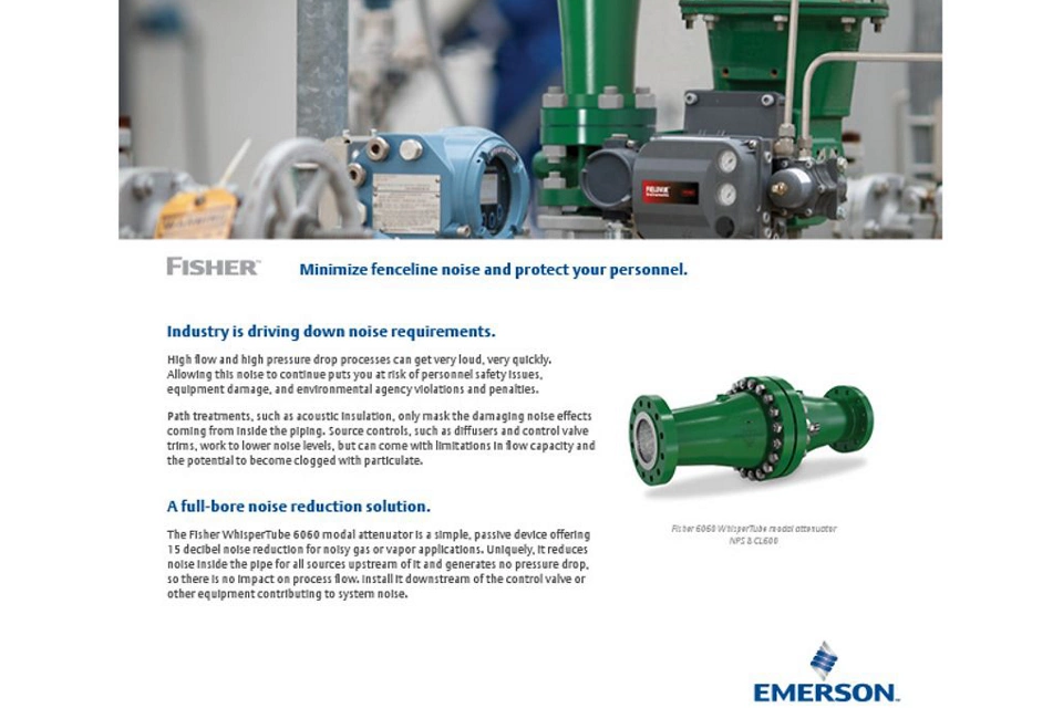 Fisher WhisperTube 모달 감쇠기로 파이프라인 소음 억제