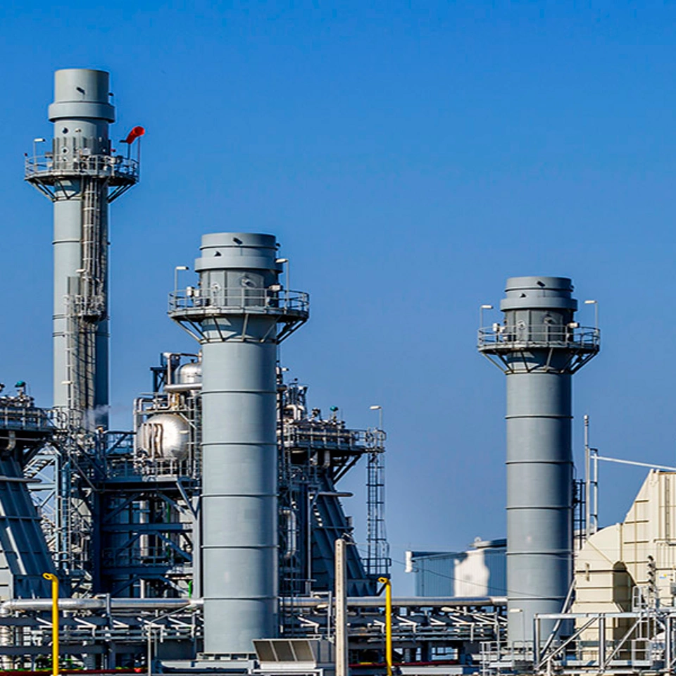 Gas turbine power plant with blue sky , Eastern of Thailand