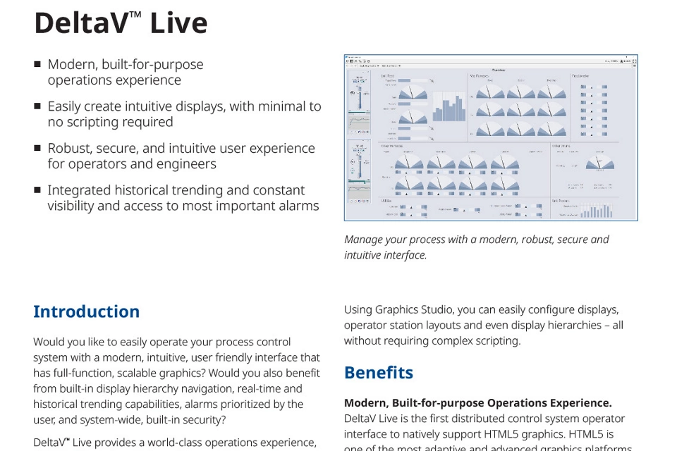 DeltaV Live 제품 데이터 시트