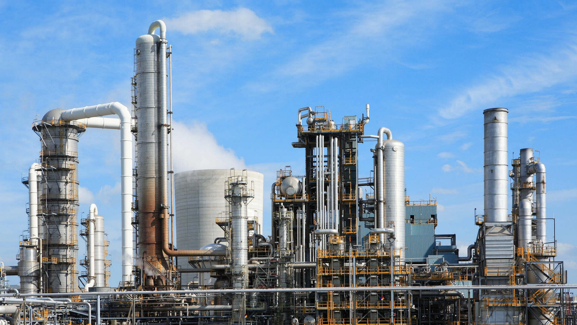 chemical plant against blue sky