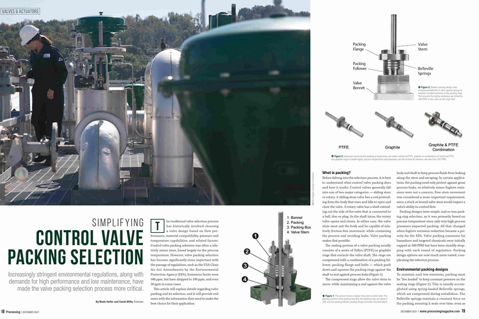제어 밸브 패킹 선택 간소화