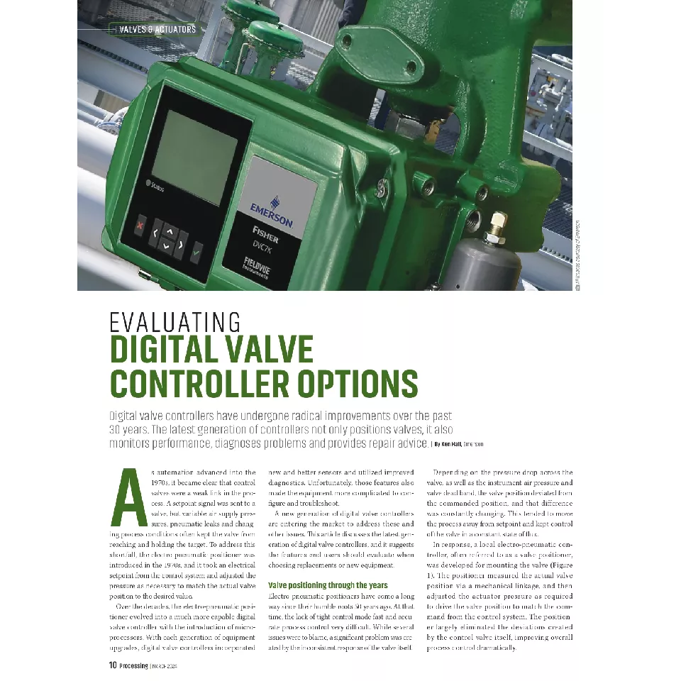기사: 디지털 밸브 제어기 옵션 평가