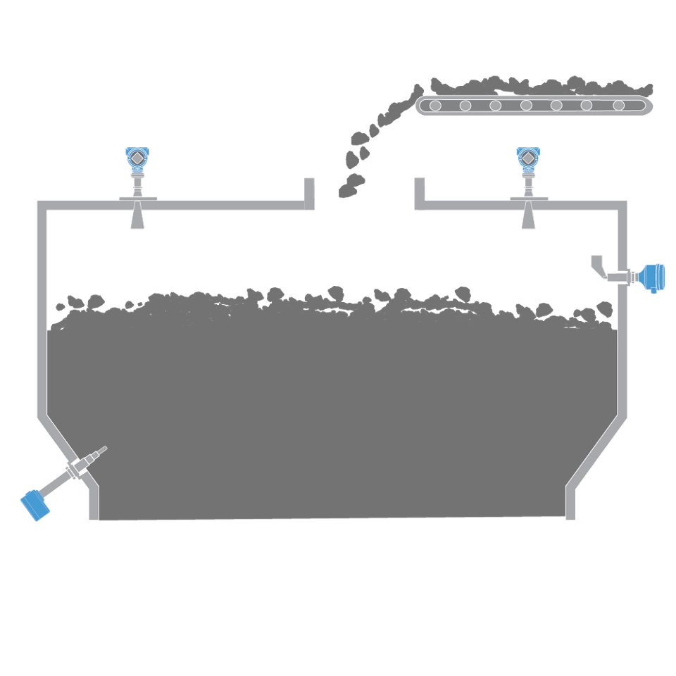 금속광을 가공할 때 창고, 쉘터 및 벙커 보관의 레벨 계측