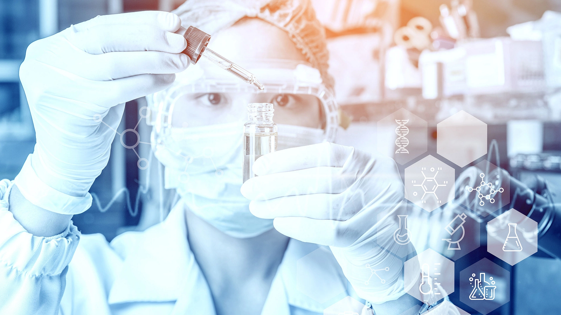 Young woman medical Health care researchers working in life science laboratory. analyzing microscope slides in research  laboratory. Medicine concept. 